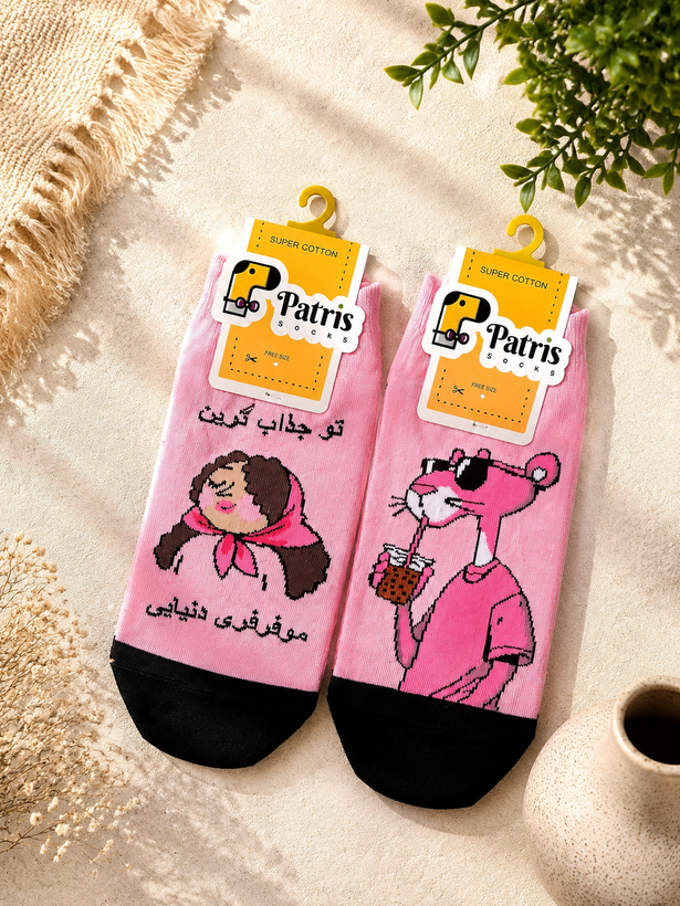 جوراب مچی پینترسی - نمای کامل مدل روی تن برای نمایش سایز