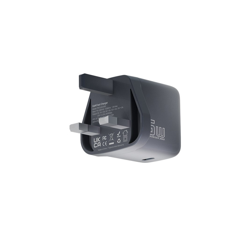 شارژر دیواری پاورولوژی 45W مدل Voltflow PWCUQC069 - زاویه جانبی محصول