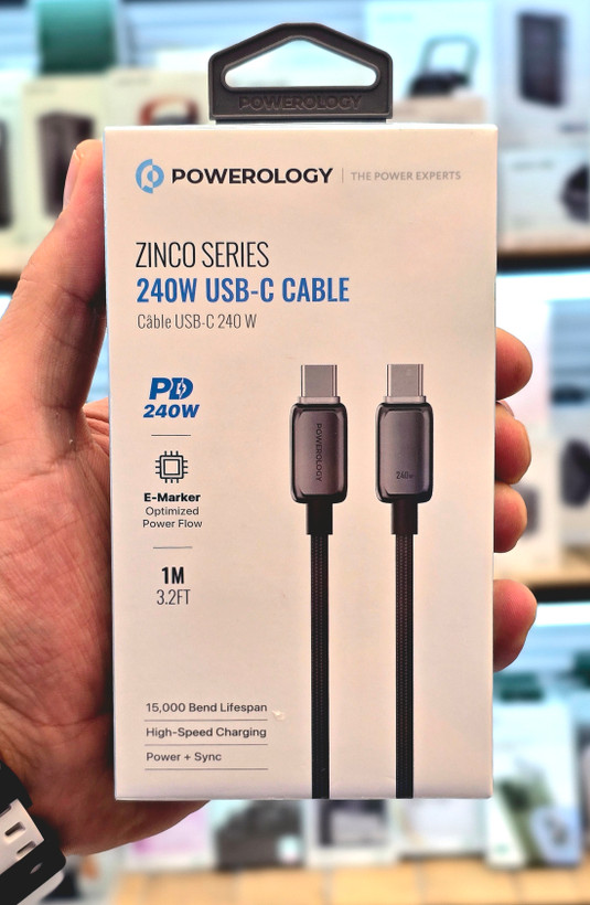 کابل USB-C سری Zinco با توان ۲۴۰ - نمای نزدیک از جزئیات و طراحی