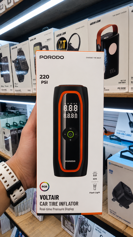 پمپ باد شارژی پرودو مدل Voltair 220 - بستهبندی و محتویات جعبه