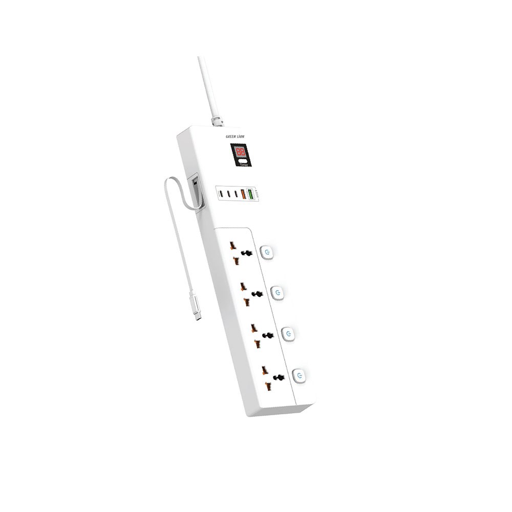 چندراهی برق گرین مدل GS-800 ظرفیت ۳۵۰۰ - جزئیات پورت‌ها و دکمه‌های محصول