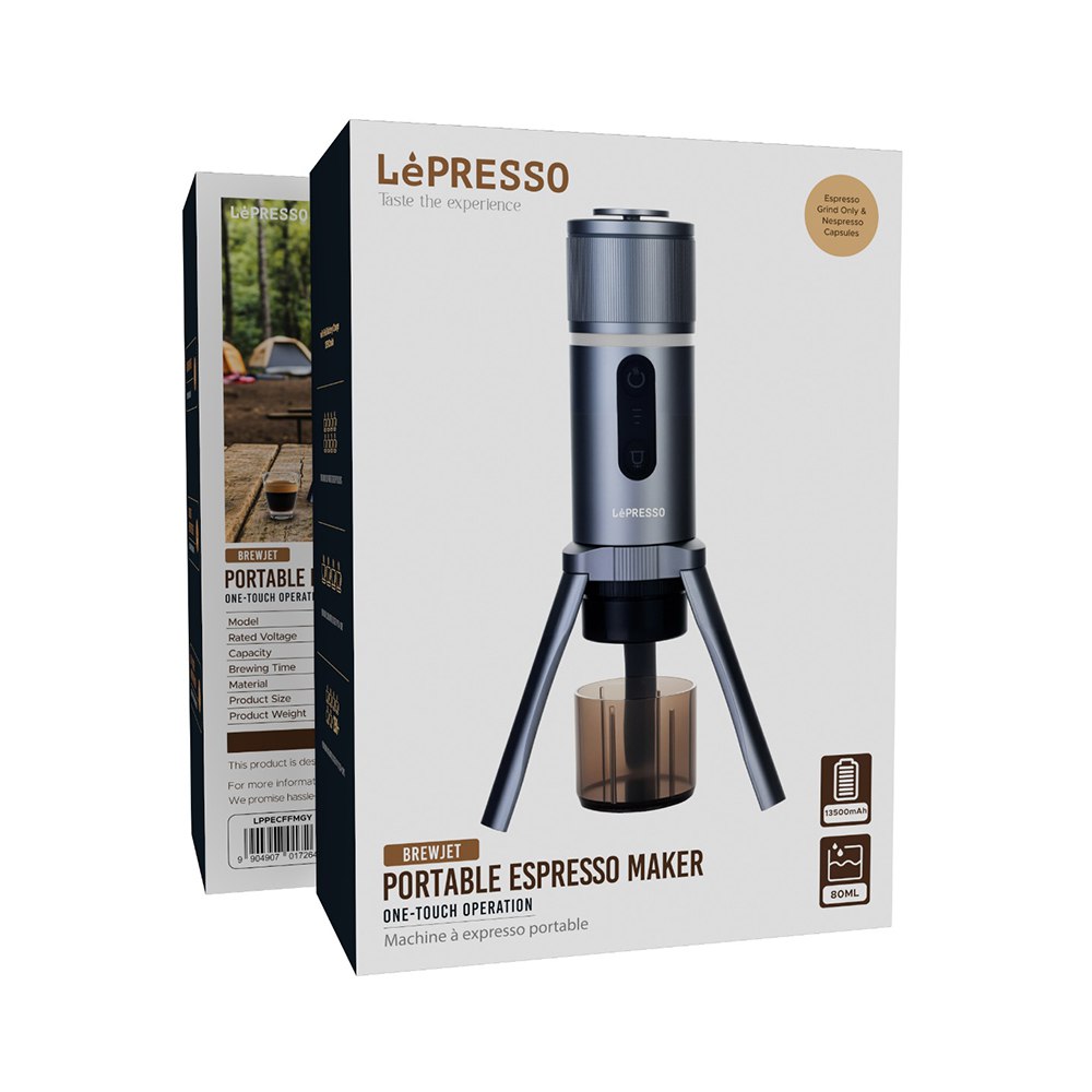 اسپرسوساز قابل حمل لپرسو Brewjet مدل LPPECFFMGY - زاویه سهرخ برای نمایش حجم محصول