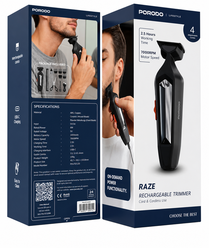 ماشین اصلاح شارژی پرودو Lifestyle Raze مدل - نمای کلی محصول در حالت خاموش