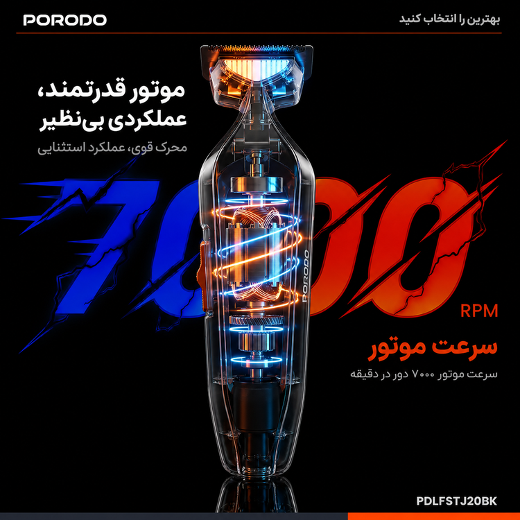 ماشین اصلاح شارژی پرودو Lifestyle Raze مدل - جزئیات نمایشگر یا صفحه محصول