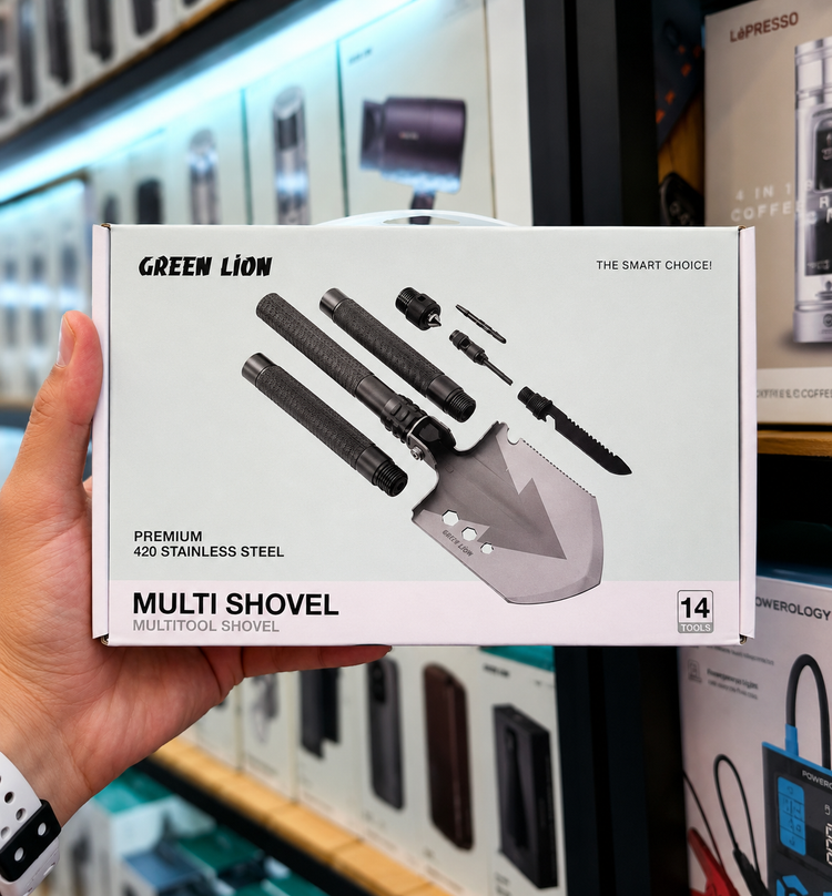 بیل چندکاره گرین لاین مدل Multi Shovel - مقایسه اندازه محصول با اشیای روزمره