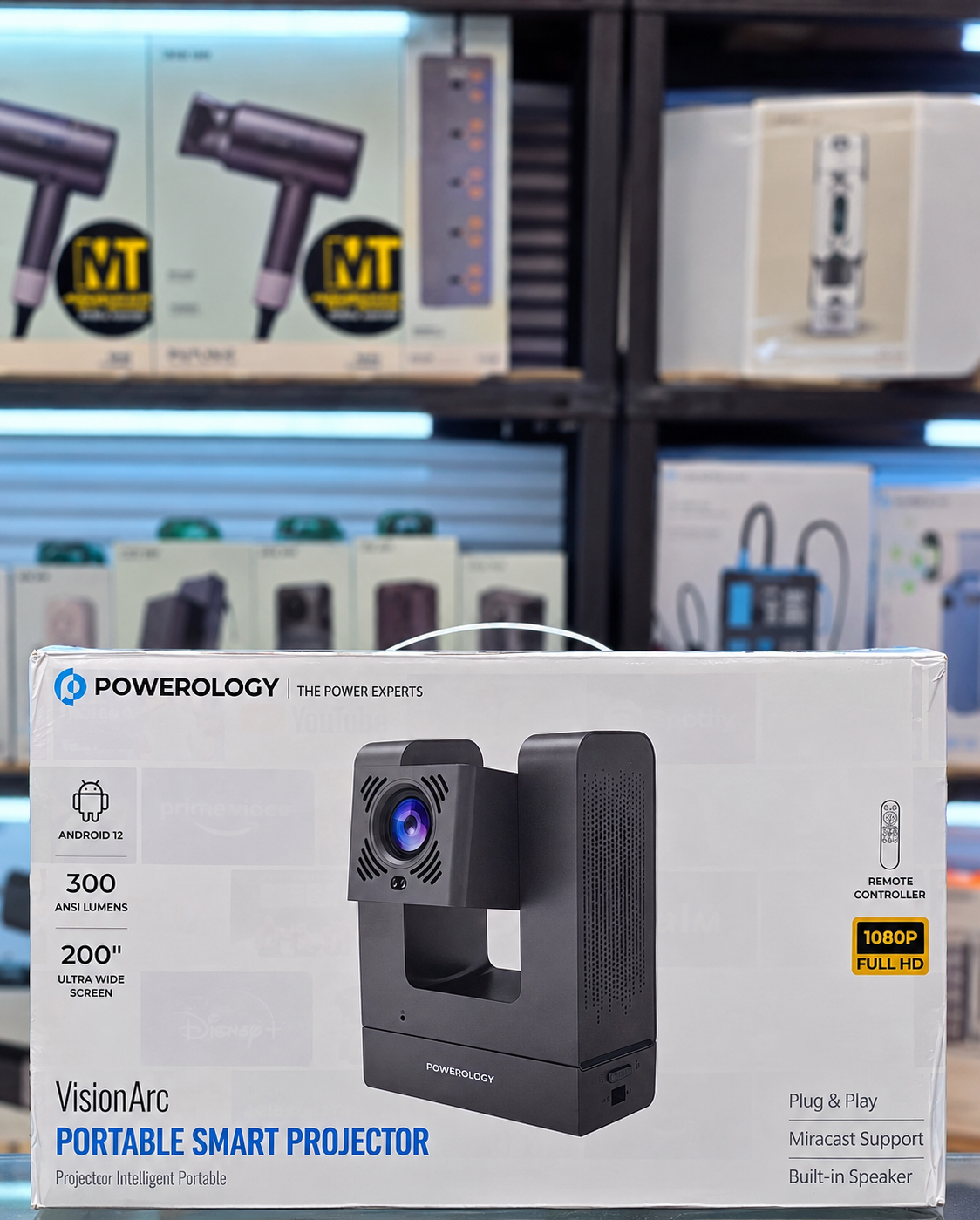 ویدئو پروژکتور هوشمند پاورولوژی مدل PYM220CGY قابل - نمای پشت محصول