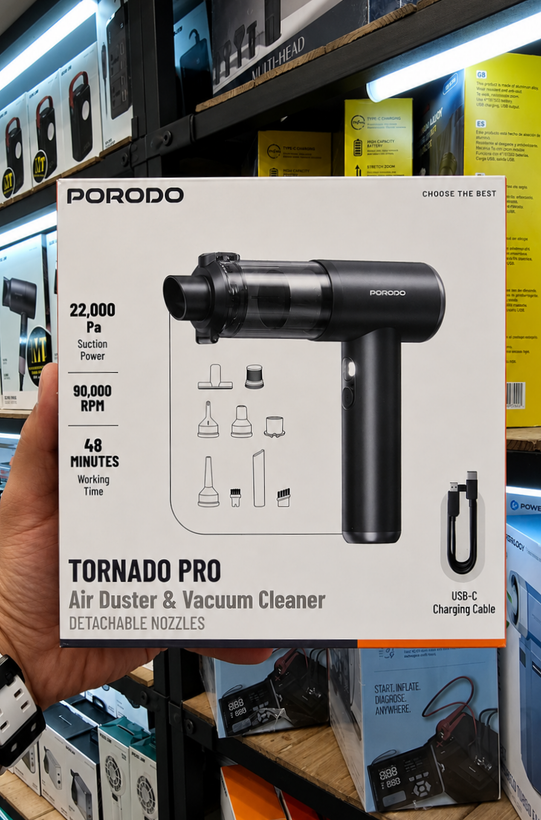 جت فن و جارو شارژی پرودو Tornado - نمای کلی محصول در حالت خاموش