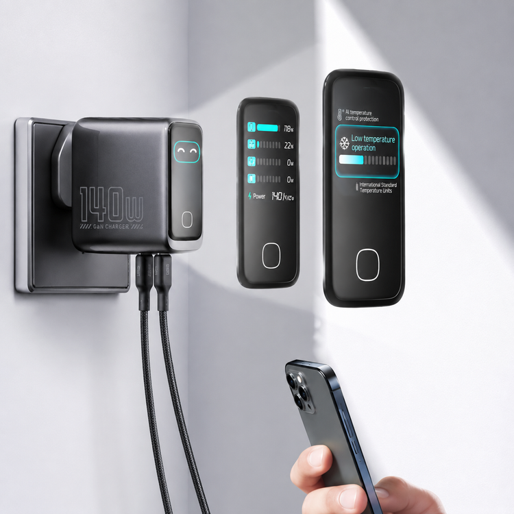 شارژر دیواری پاورولوژی مدل PWGAN140W توان ۱۴۰ - نمای پشت محصول