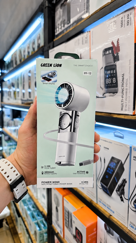 پنکه دستی و پاوربانک گرین لاین Green - تصویر محصول به همراه لوازم جانبی همراه