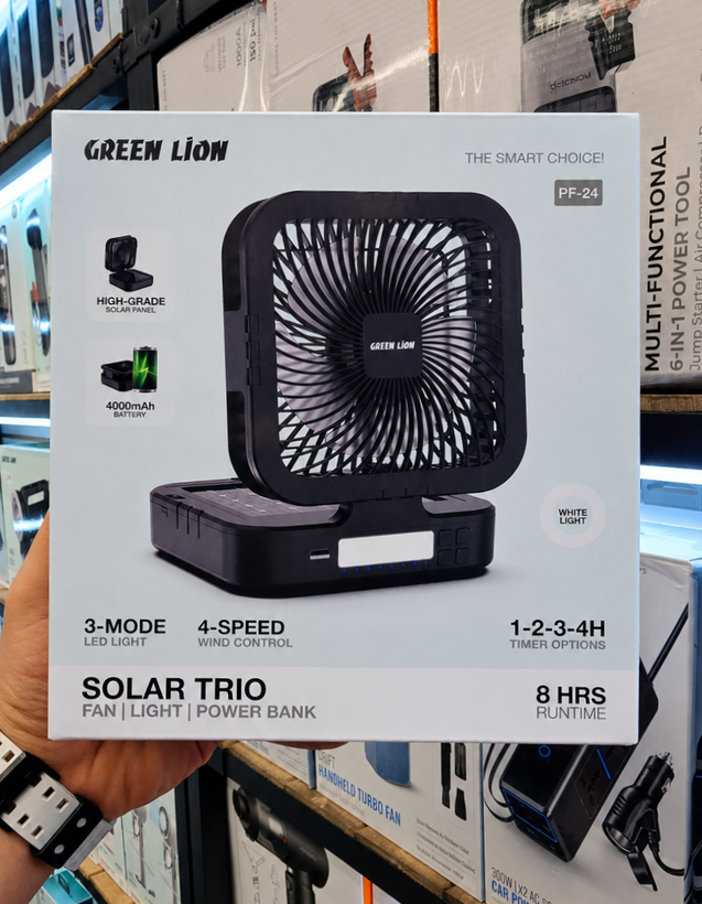 پنکه خورشیدی چندکاره گرین لاین Green Lion - زاویه بالا برای نمایش ابعاد محصول