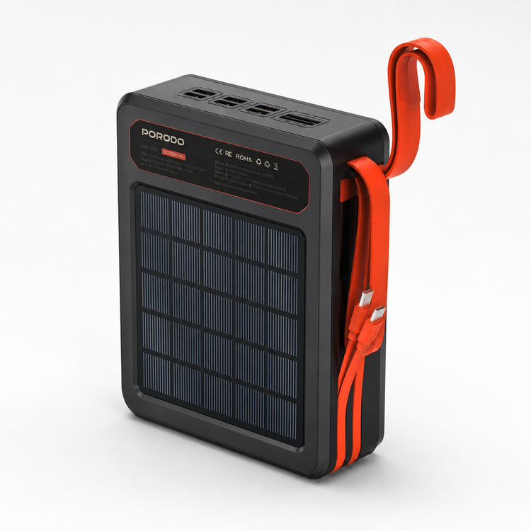 پاوربانک خورشیدی پرودو مدل Porodo LAROS 80000mAh - بستهبندی و محتویات جعبه