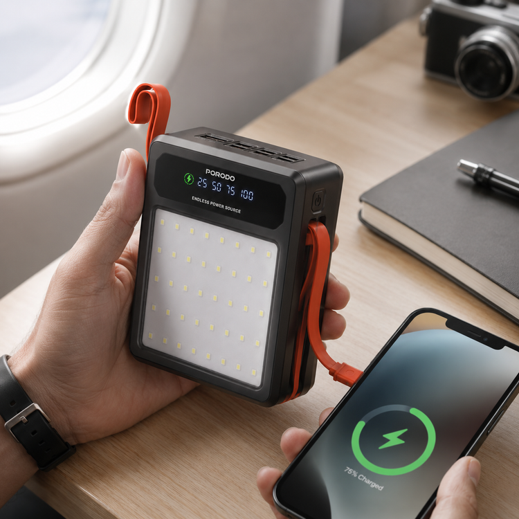 پاوربانک خورشیدی پرودو مدل Porodo LAROS 80000mAh - برچسب مشخصات و اطلاعات فنی