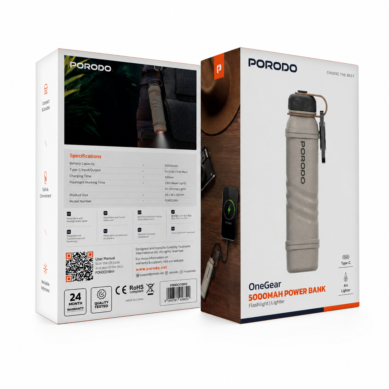 پاوربانک چندکاره پورودو OneGear ظرفیت 5000mAh مدل - نمای کاربردی هنگام استفاده