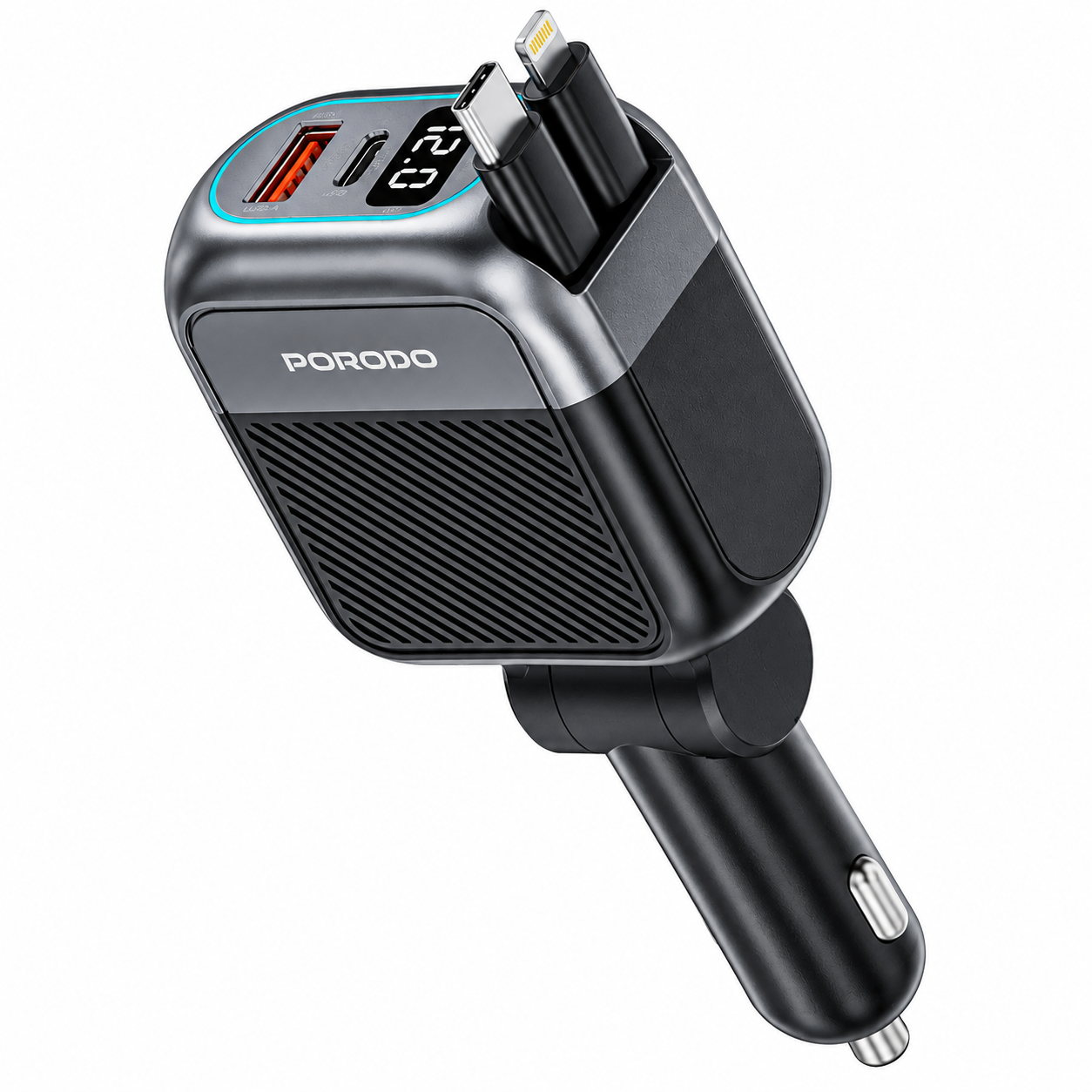 شارژر فندکی خودرو Porodo Spider Multi-Port USB - جزئیات نمایشگر یا صفحه محصول