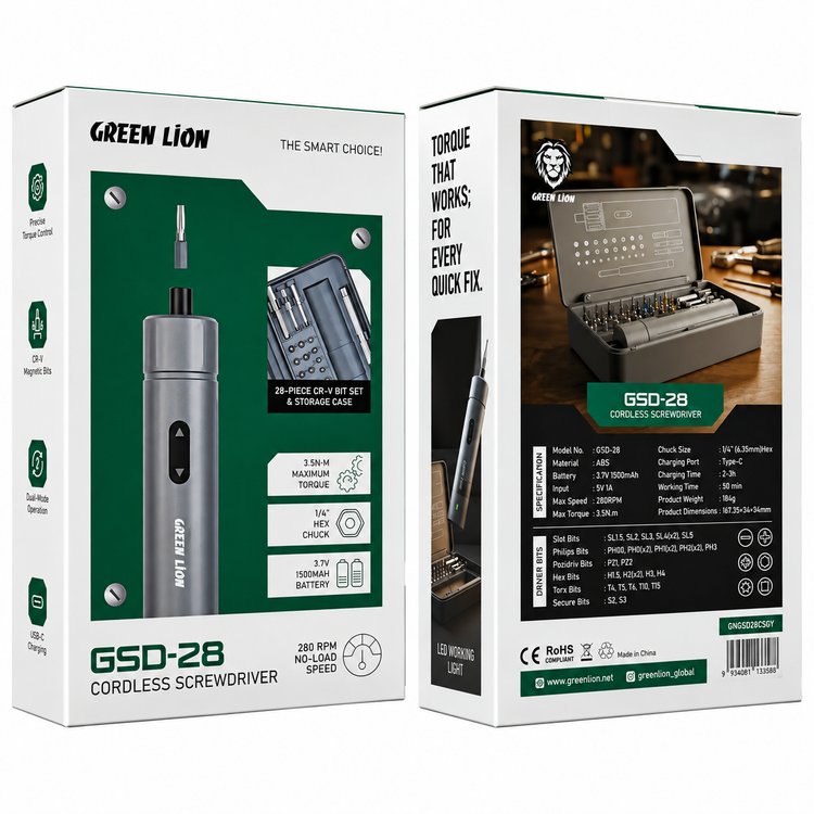 پیچگوشتی شارژی گرین لاین GSD-28 برای استفاده - نمای پشت محصول