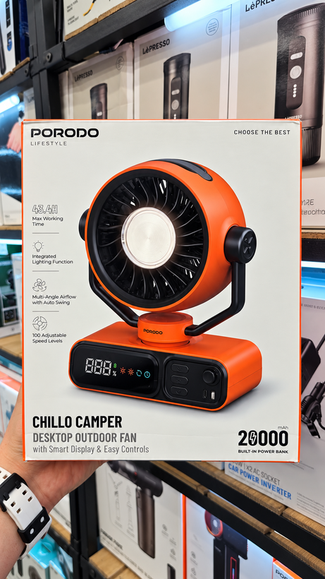 پنکه شارژی رومیزی کمپینگ پرودو Porodo Chillo - برچسب مشخصات و اطلاعات فنی
