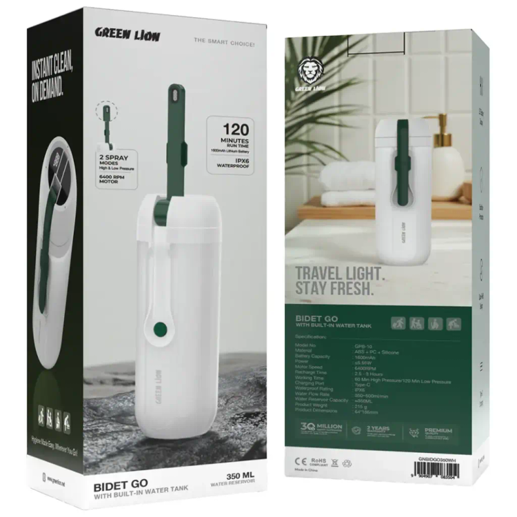 بیده قابل حمل گرین لاین Bidet Go - جزئیات پورتها و دکمههای محصول